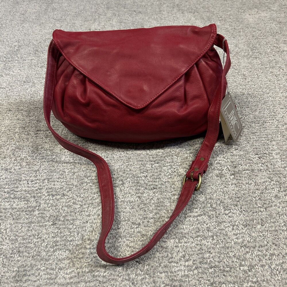 Vintage Libaire California Purse Red Soft Leather Shoulder Crossbody Bag New USA